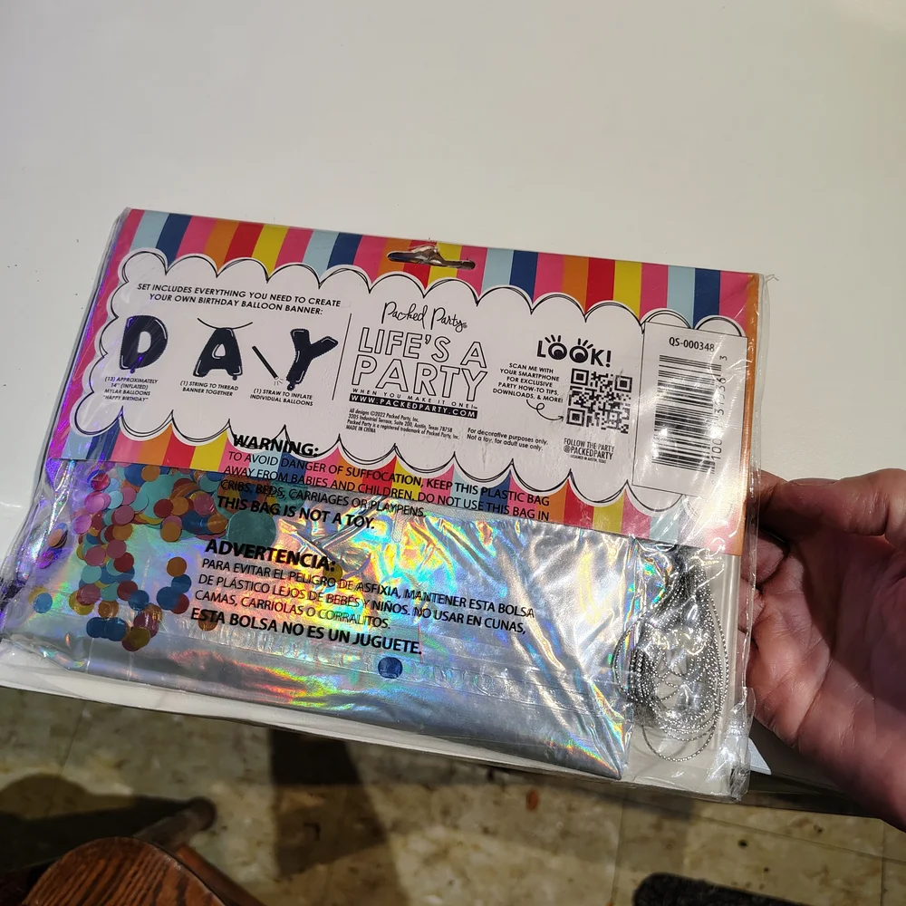 NWT Packed Party Happy Birthday Letter Confetti Balloons Silver Supplies Decor